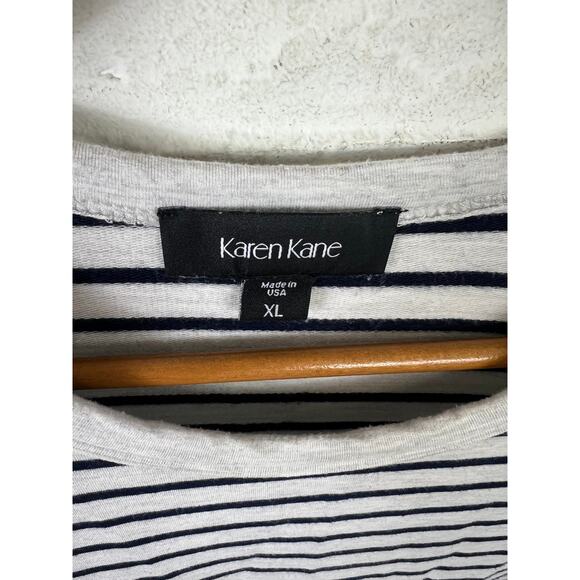 Karen Kane Women's Striped Long-Sleeve Pullover Sweater Gray/Black Size XL - Picture 3 of 5